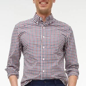 J. Crew Shirt Men L Red Blue Gingham Check Plaid Long Sleeve Button Down 31872